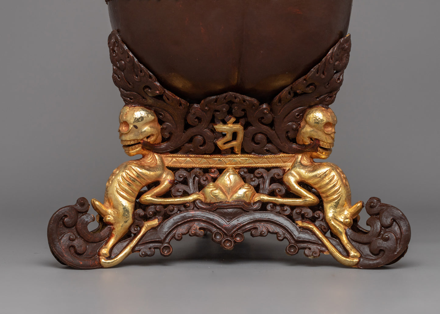 Gold Electroplated Kapala Ritual Vessel | A Sacred Tibetan Offering Bowl