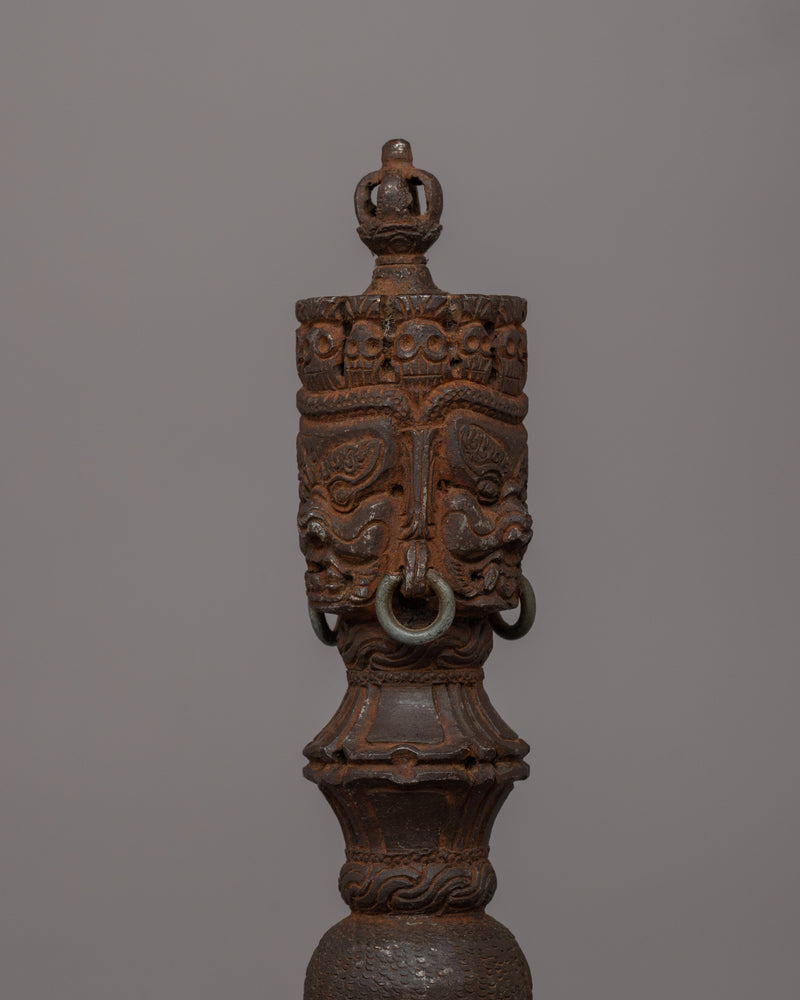 Handcrafted Iron Buddhist Phurba With Stand | A sacred Vajrakila for Spiritual Practices