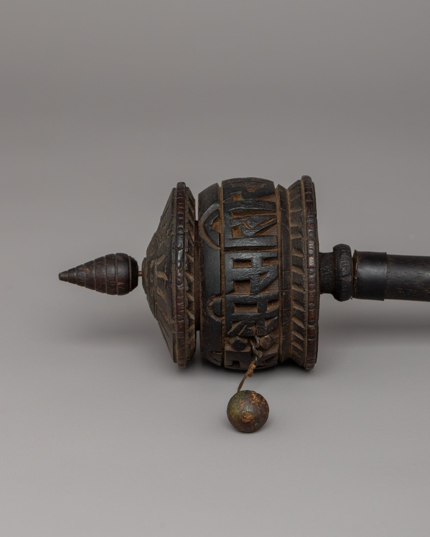 Prayer Wheel Crafted from Wood | A Handcrafted Tibetan Buddhist Mani Wheel