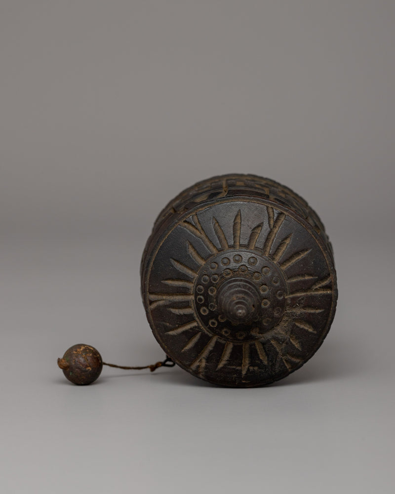 Prayer Wheel Crafted from Wood | A Handcrafted Tibetan Buddhist Mani Wheel