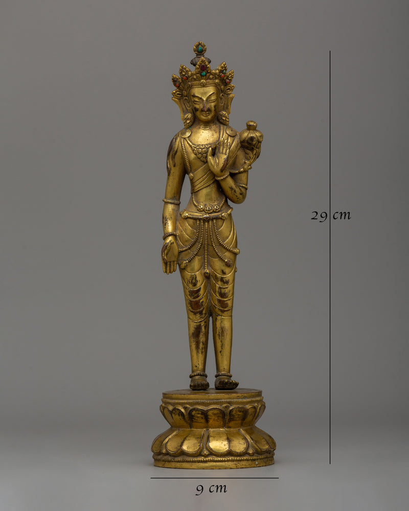 Mongolian Antique Lokeshwor Statue | Sacred Avalokiteshvara Bodhisattva for Meditation