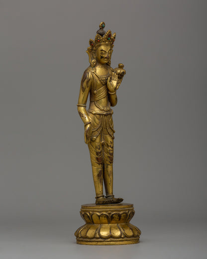 Mongolian Antique Lokeshwor Statue | Sacred Avalokiteshvara Bodhisattva for Meditation