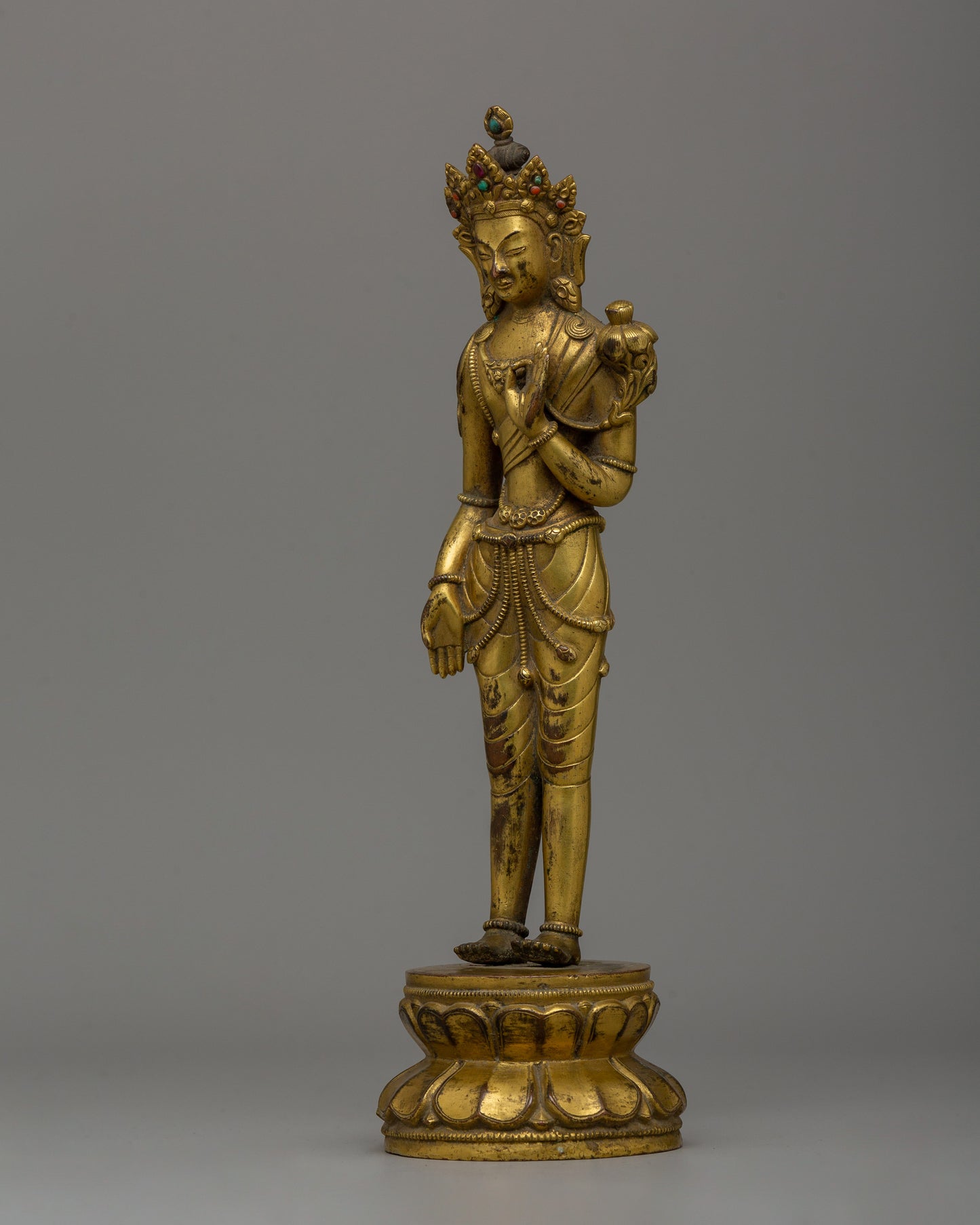 Mongolian Antique Lokeshwor Statue | Sacred Avalokiteshvara Bodhisattva for Meditation