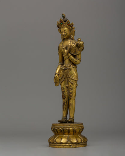 Mongolian Antique Lokeshwor Statue | Sacred Avalokiteshvara Bodhisattva for Meditation