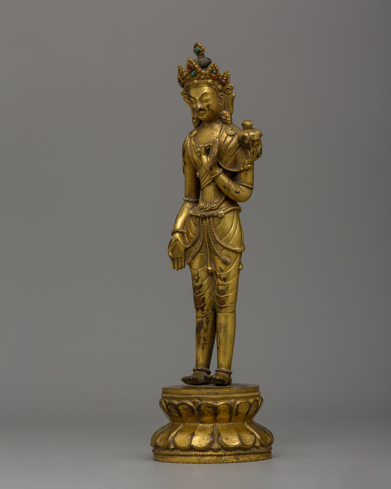 Mongolian Antique Lokeshwor Statue | Sacred Avalokiteshvara Bodhisattva for Meditation