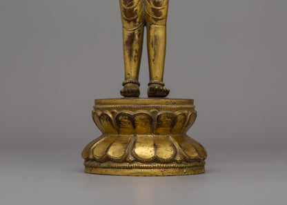 Mongolian Antique Lokeshwor Statue | Sacred Avalokiteshvara Bodhisattva for Meditation