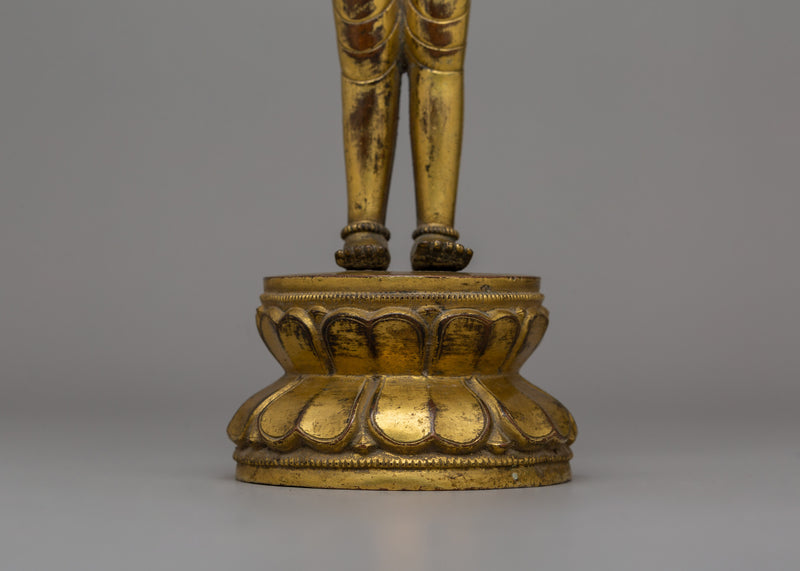 Mongolian Antique Lokeshwor Statue | Sacred Avalokiteshvara Bodhisattva for Meditation