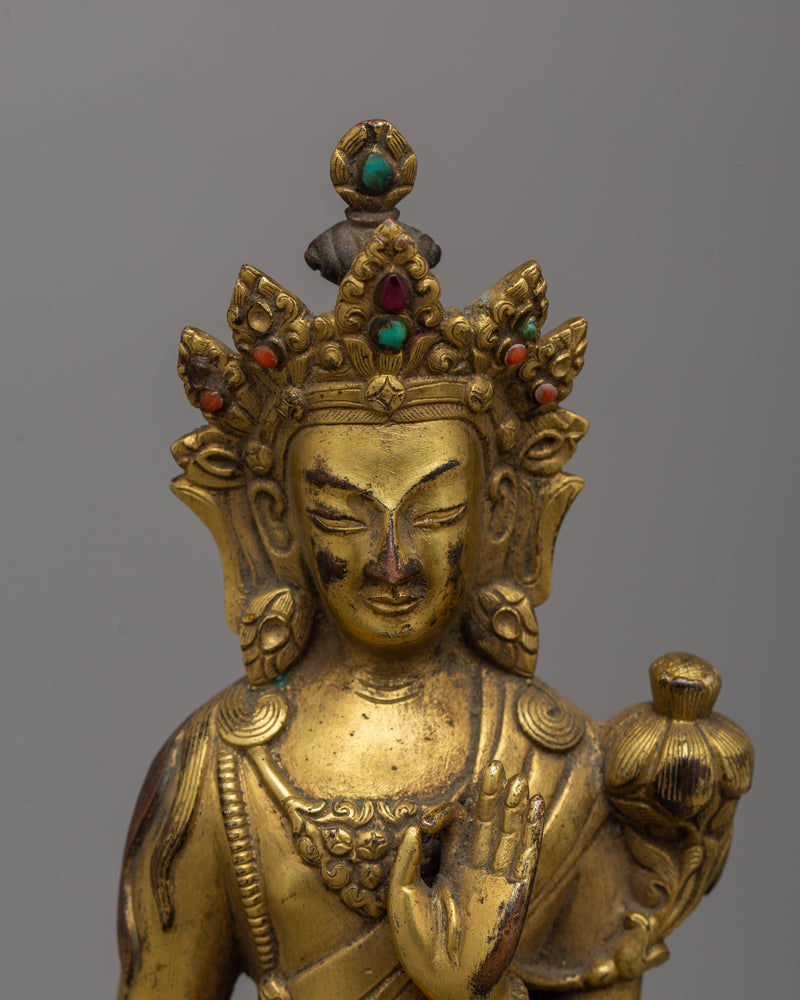 Mongolian Antique Lokeshwor Statue | Sacred Avalokiteshvara Bodhisattva for Meditation