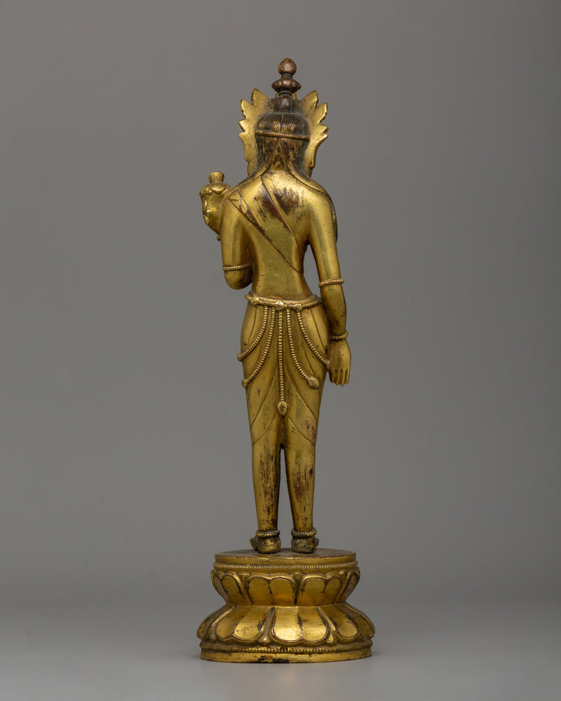 Mongolian Antique Lokeshwor Statue | Sacred Avalokiteshvara Bodhisattva for Meditation