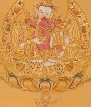 Full Gold Style Vajrasattva Shakti with Consort | Dorje Sempa and Yab Yum Tibetan Wall Hanging