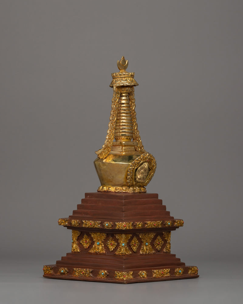 Handcrafted Buddhist Enlightenment Stupa |  Sacred Tibetan Shrine