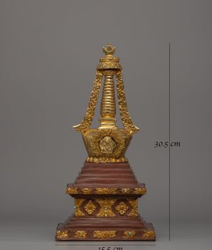 Handcrafted Buddhist Enlightenment Stupa |  Sacred Tibetan Shrine