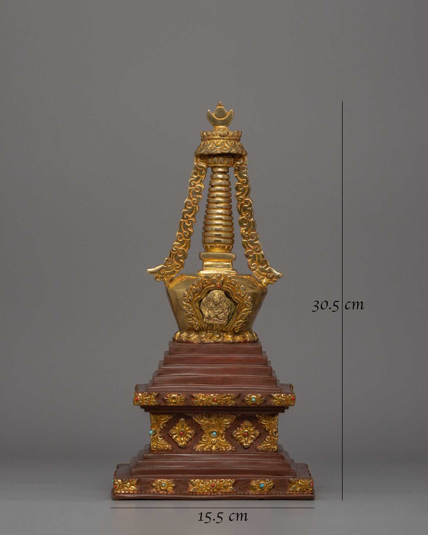 Handcrafted Buddhist Enlightenment Stupa |  Sacred Tibetan Shrine