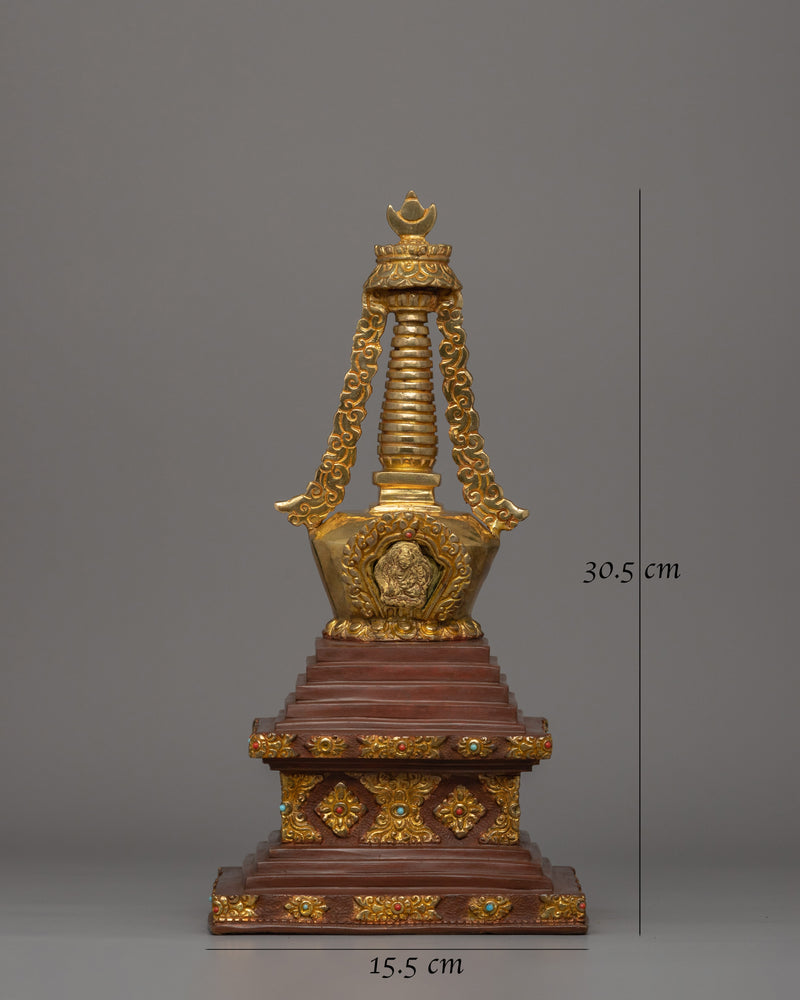 Handcrafted Buddhist Enlightenment Stupa |  Sacred Tibetan Shrine