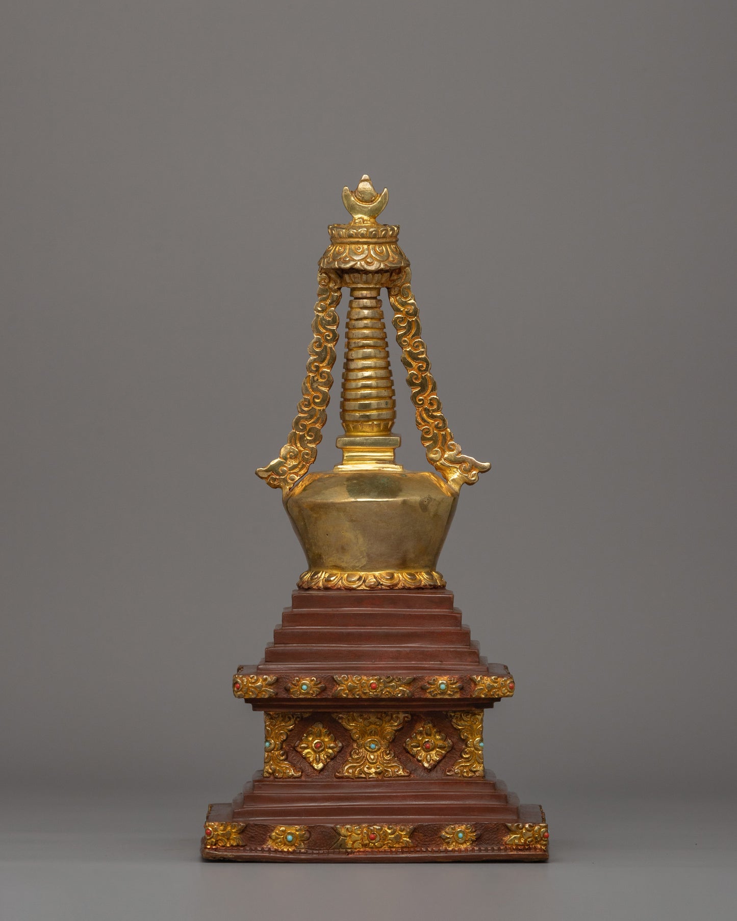 Handcrafted Buddhist Enlightenment Stupa |  Sacred Tibetan Shrine