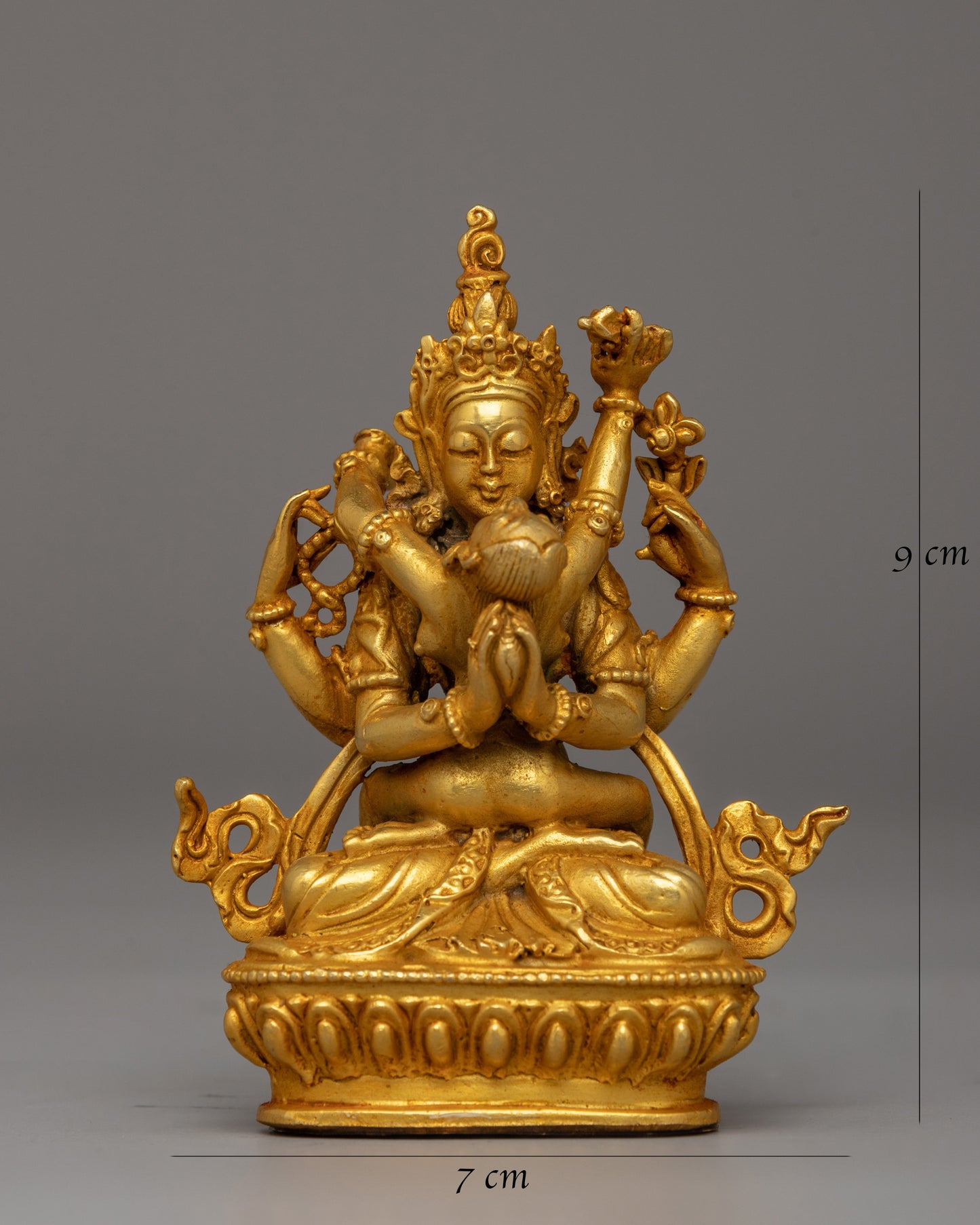 Chenrezig with Consort Statue | A Gold-Plated Tibetan Yab-Yum Statue