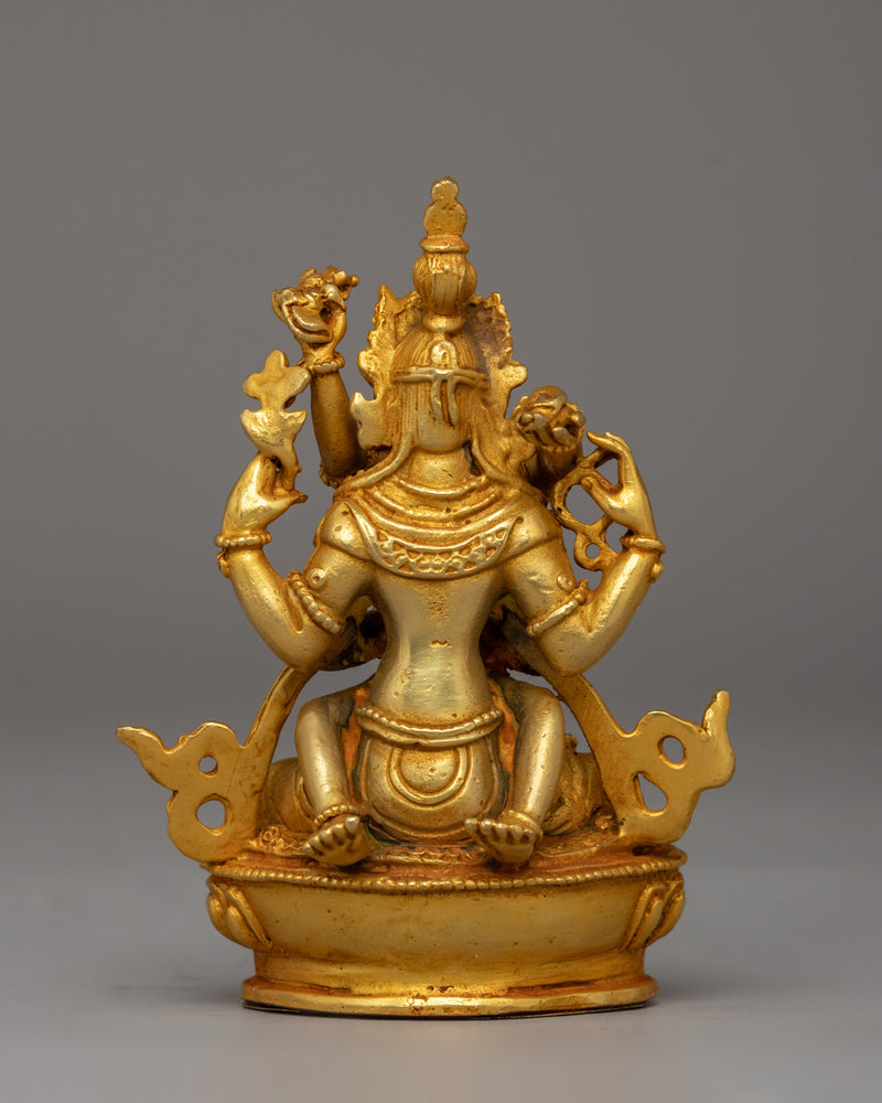 Chenrezig with Consort Statue | A Gold-Plated Tibetan Yab-Yum Statue