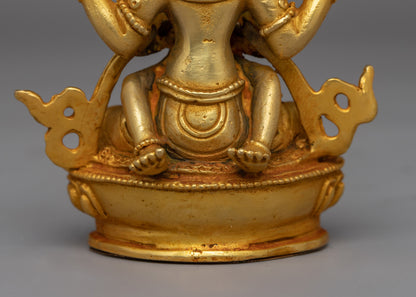 Chenrezig with Consort Statue | A Gold-Plated Tibetan Yab-Yum Statue