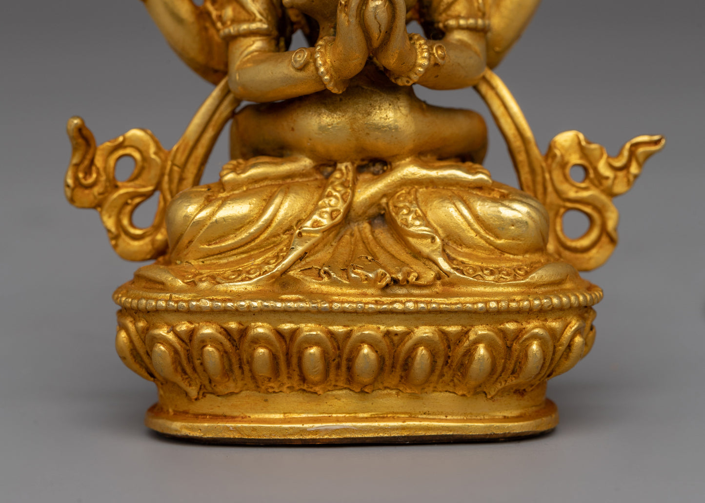 Chenrezig with Consort Statue | A Gold-Plated Tibetan Yab-Yum Statue