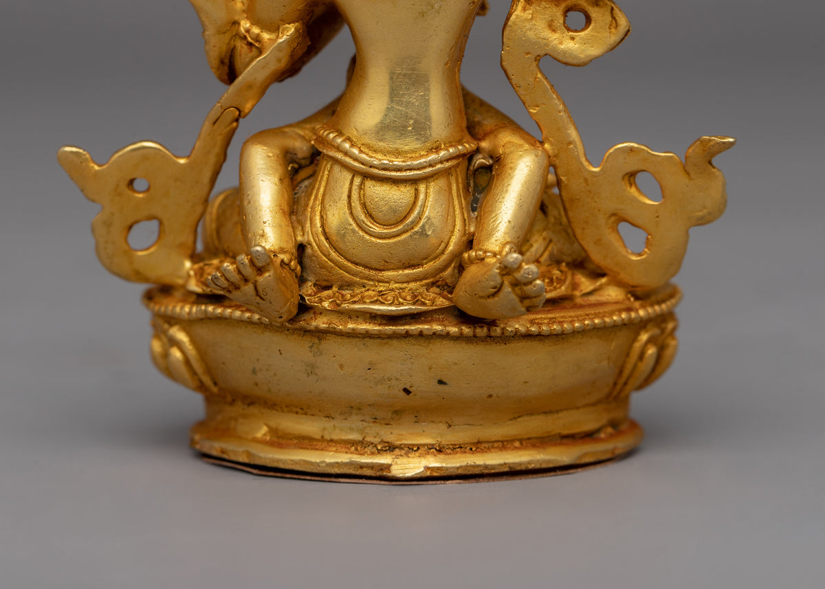 Tibetan Manjushri with Consort Figurine | Gold-Plated Tibetan Buddhist Wisdom Deity