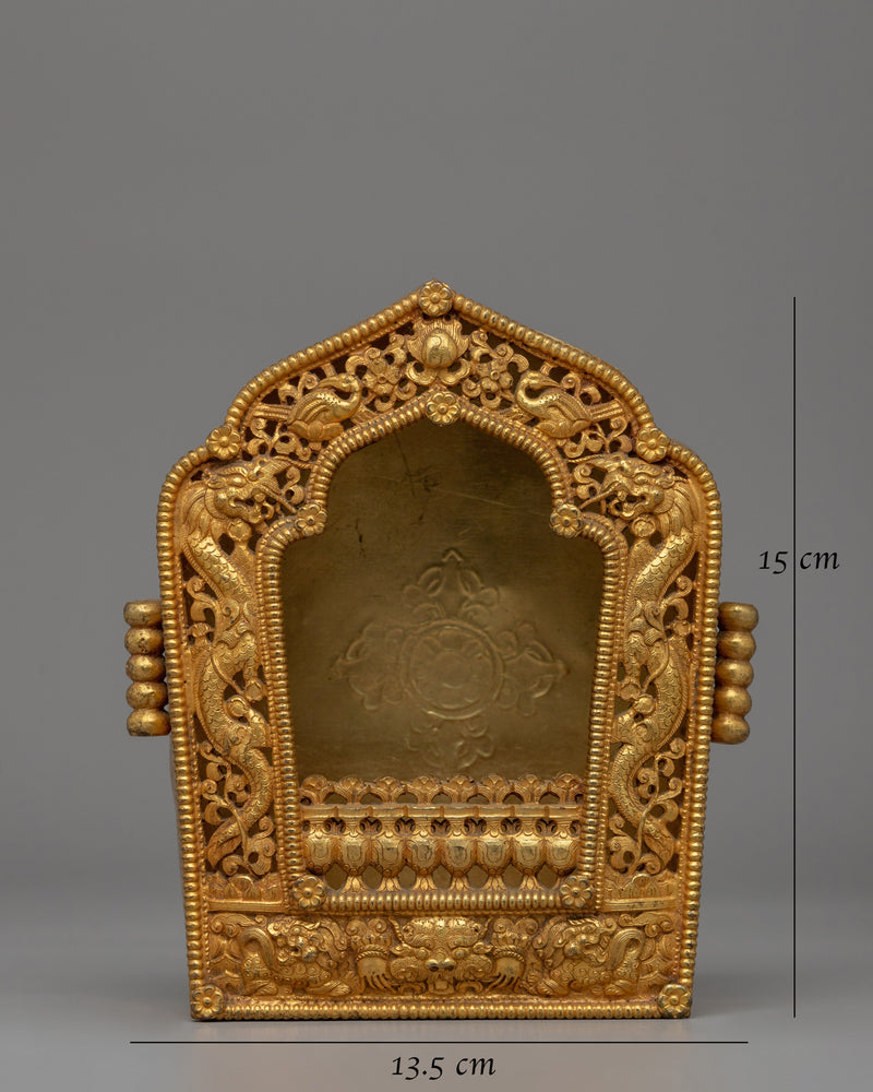 Traditional Mini Ghau Box | A Handcrafted Gold-Plated Tibetan Amulet Box