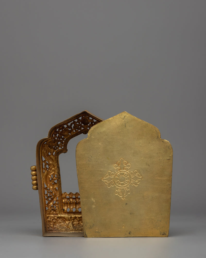 Traditional Mini Ghau Box | A Handcrafted Gold-Plated Tibetan Amulet Box