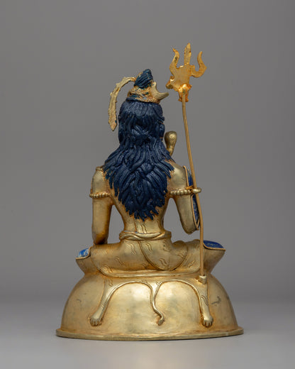 Lapis Lazuli Lord Shiva Statue | Hindu Deity Adorned with Coral