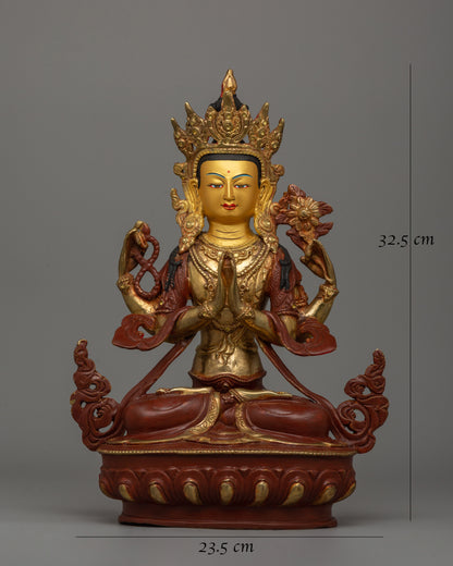 Chenrezig Compassionate Buddha Statue | Divine Spiritual Artwork From Nepal