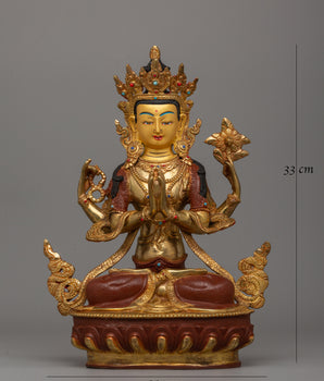 Chenresig Bodhisattva of Compassion Statue | Buddhism Figurine for Meditation