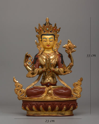 Chenresig Bodhisattva of Compassion Statue | Buddhism Figurine for Meditation