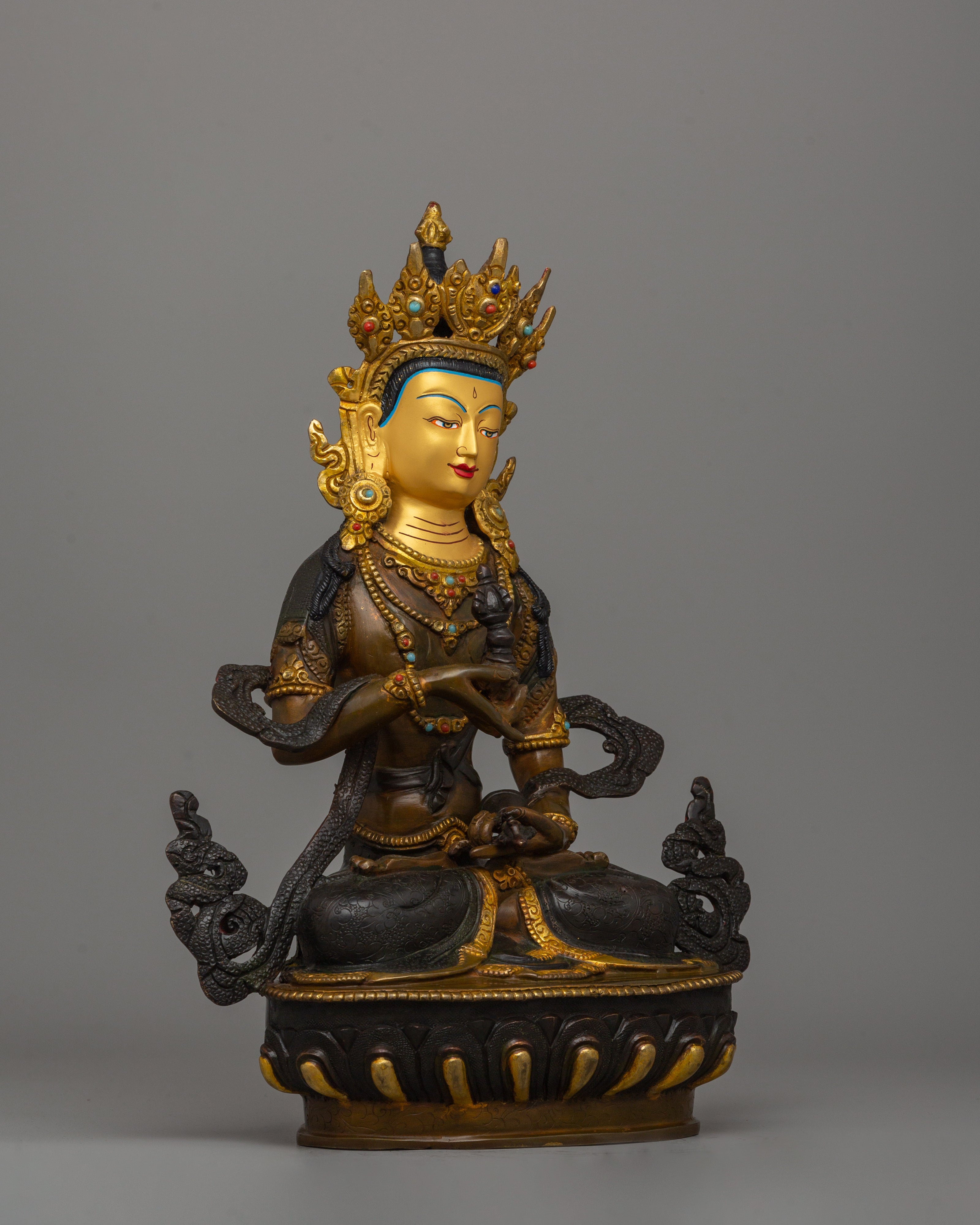 Vajrasattva Buddhist Purification Deity | Oxidized Copper with Gold Plated Figurine