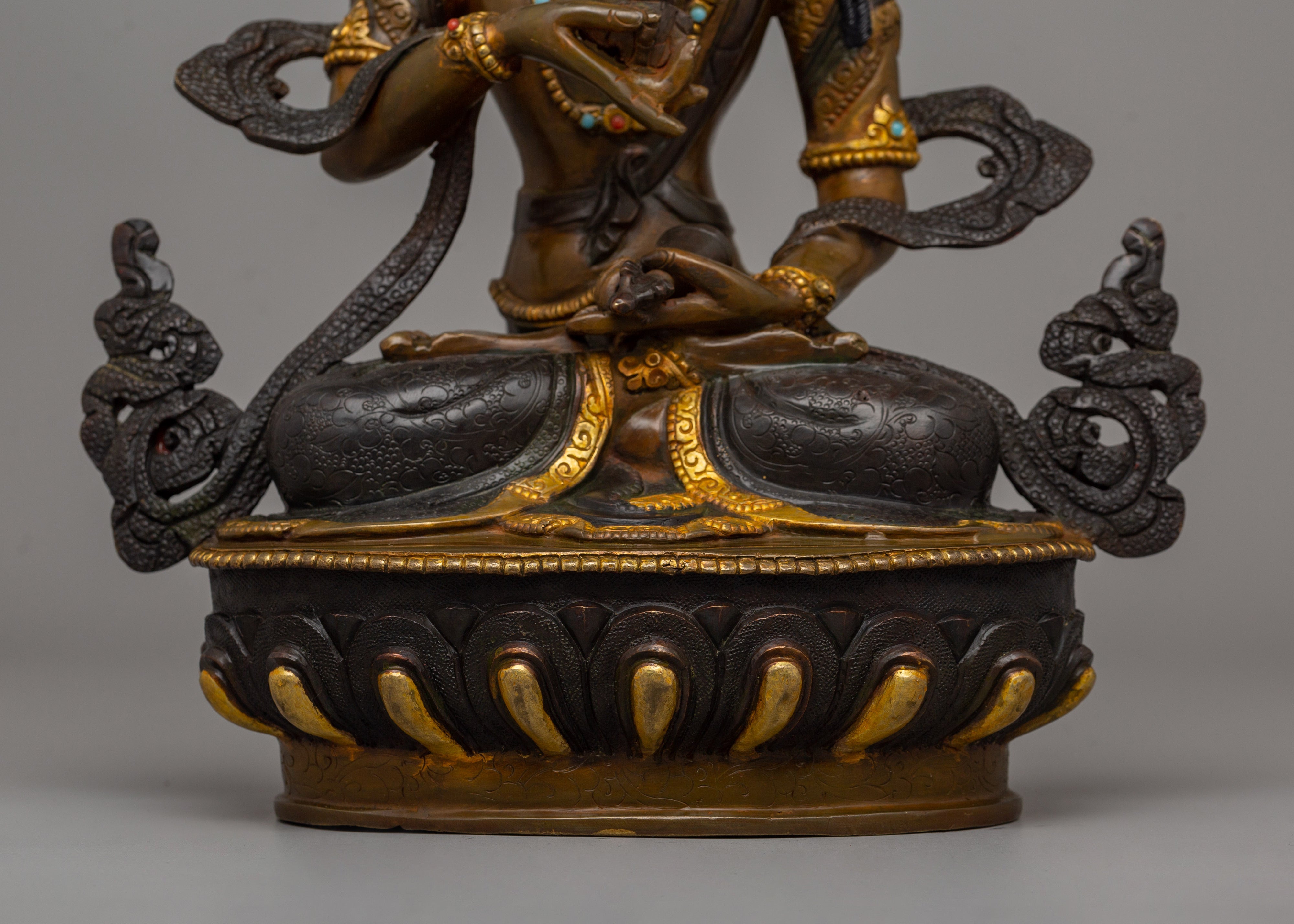 Vajrasattva Buddhist Purification Deity | Oxidized Copper with Gold Plated Figurine