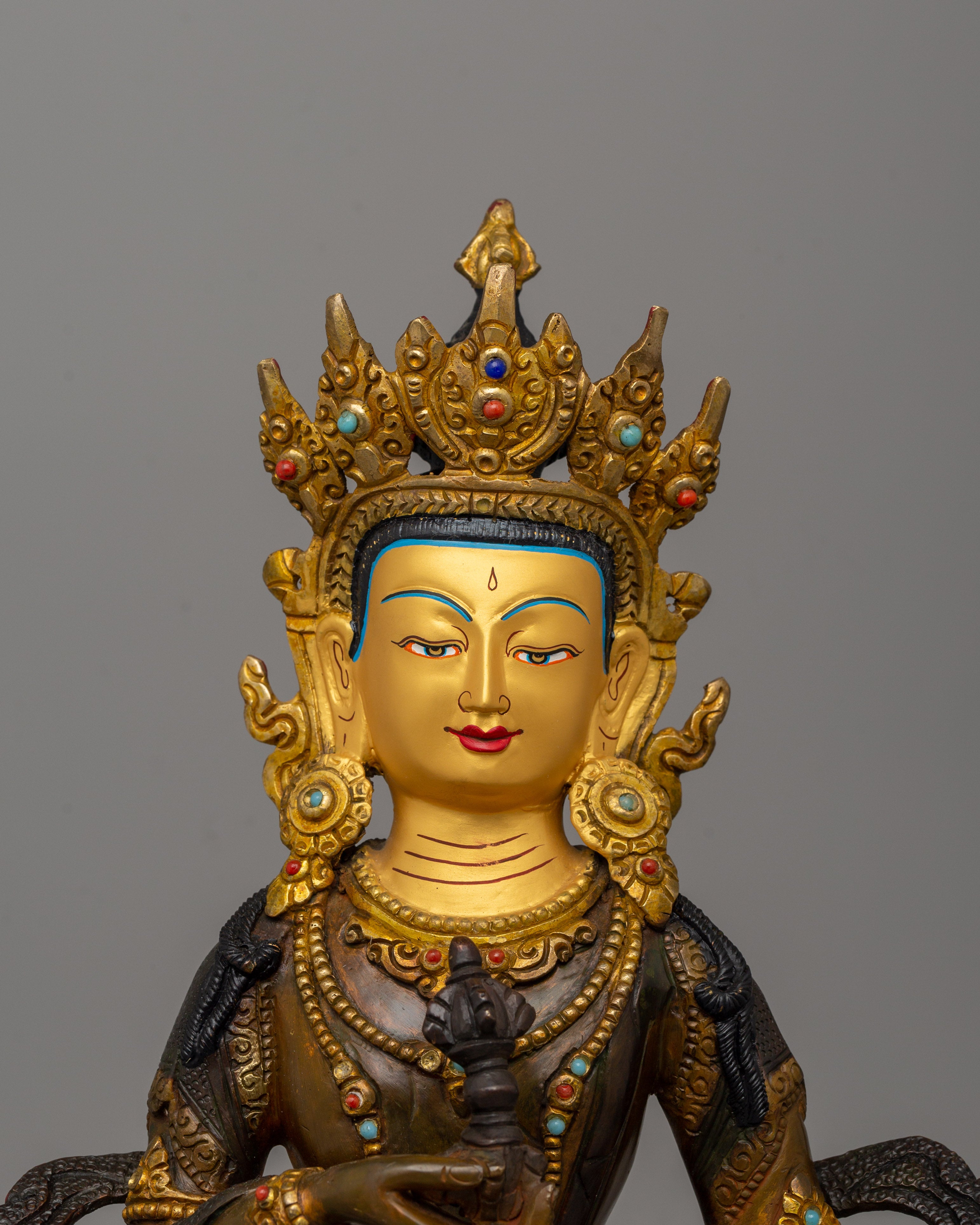 Vajrasattva Buddhist Purification Deity | Oxidized Copper with Gold Plated Figurine