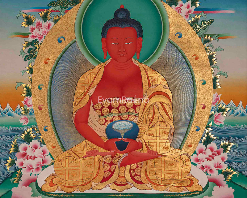 Traditional Amitabha Buddha Chant Nepali Print | Himalayan Buddha Of Eternal Life Giclee Print