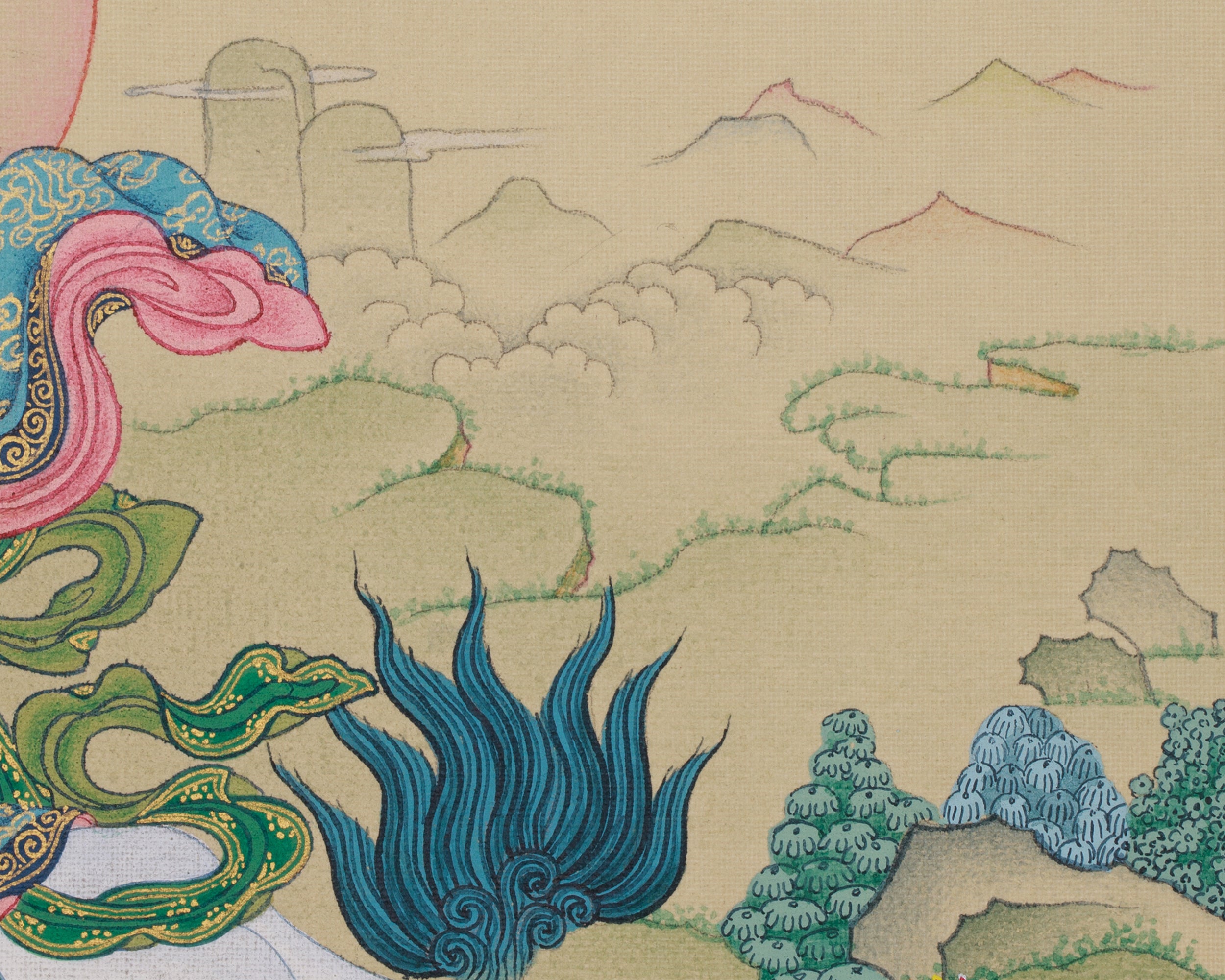 Tsheringma with Milarepa Thangka | Tibetan Artwork for Longevity and Wisdom