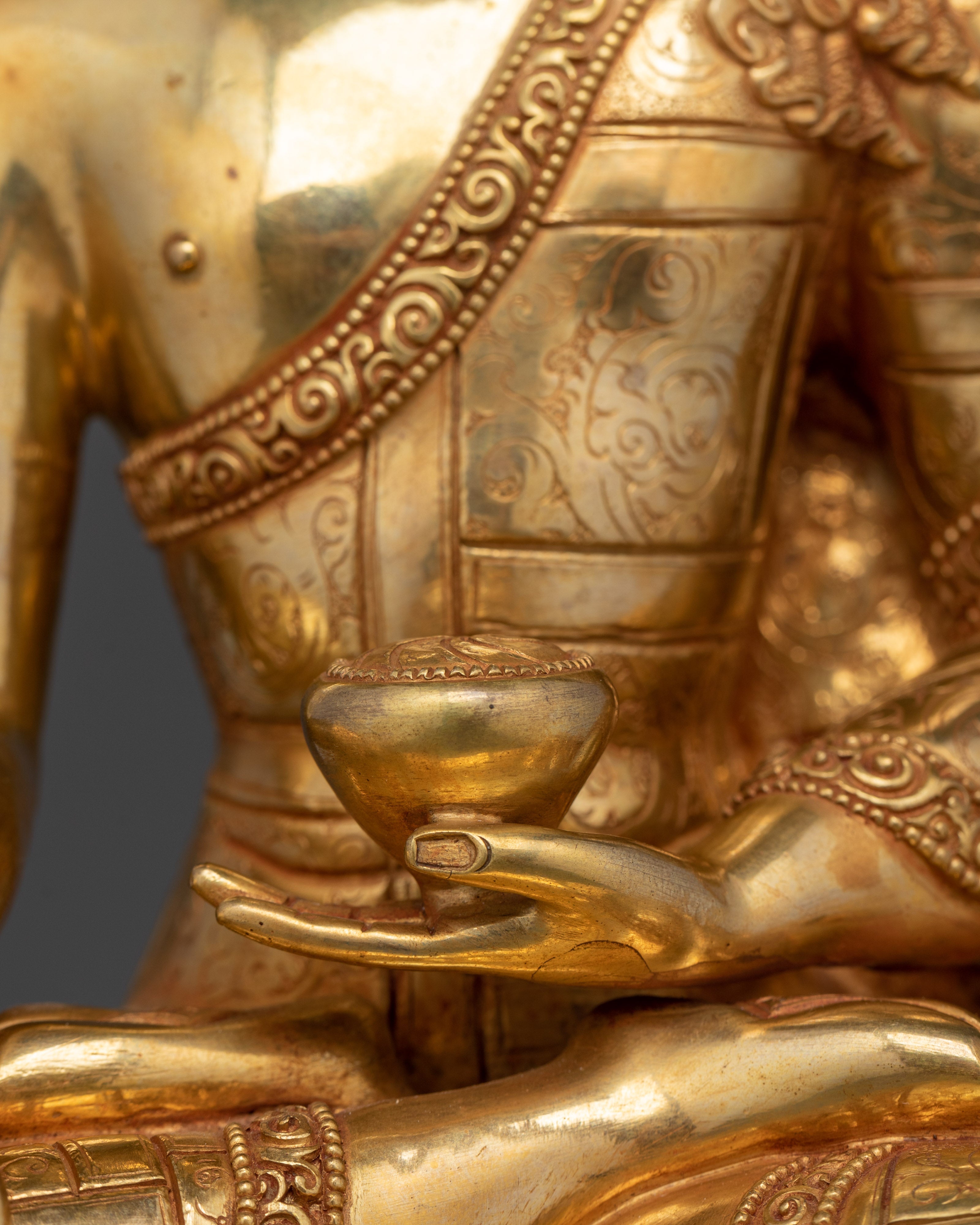 Sacred Three Buddha Set | Handcrafted 24K Gold Gilded Copper Sculptures