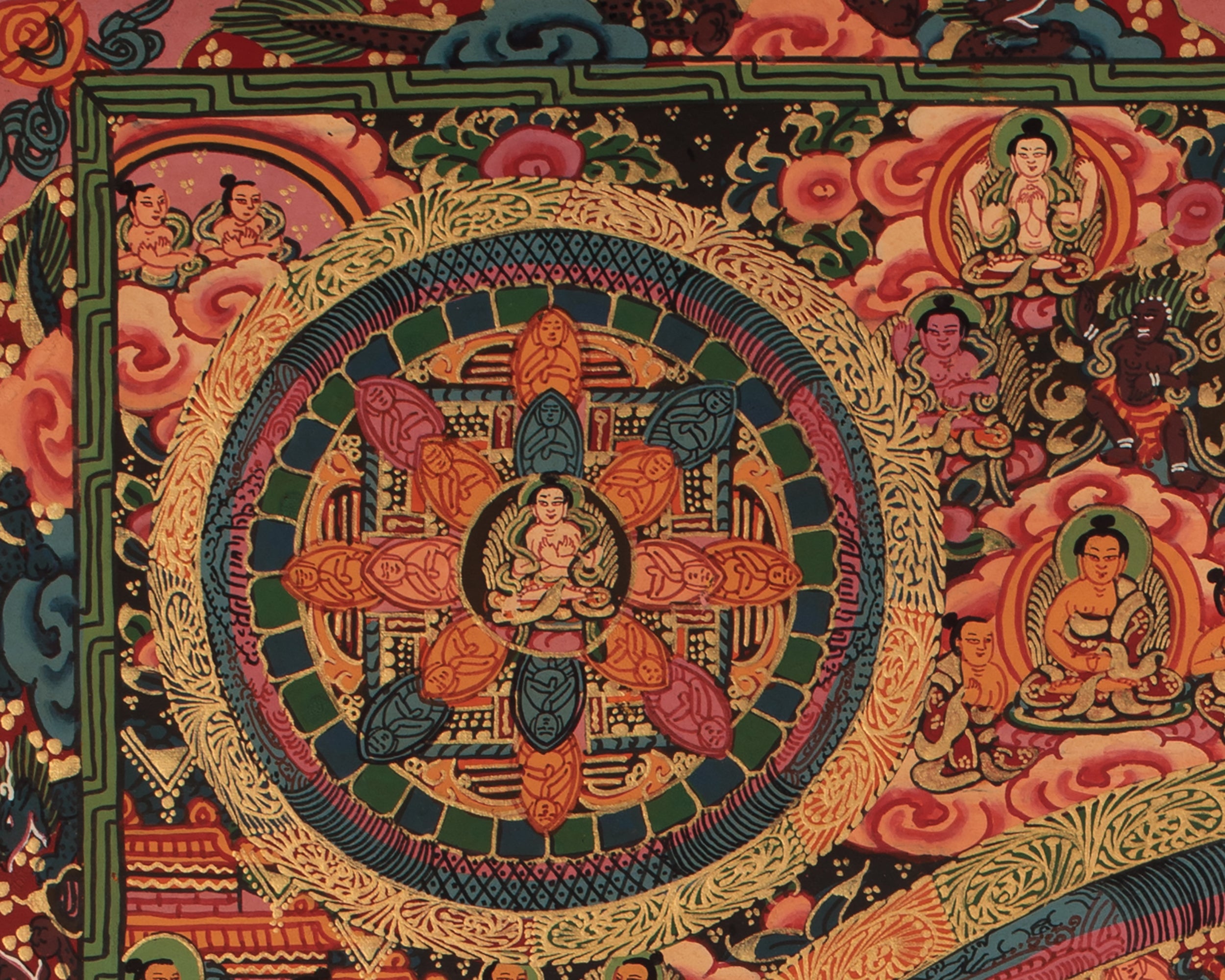 Buddha Mandala Hand Painted Art | Himalayan Artwork of Enlightenment and Spiritual Harmony