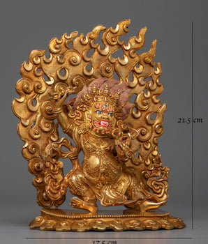 Gold Gilded Vajrapani Sculpture | Embodiment of Strength and Protection