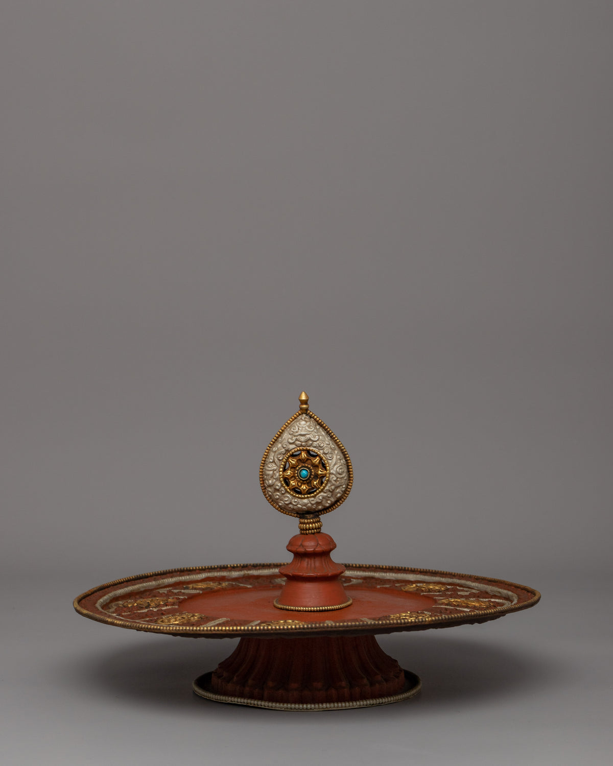 Gold-Plated Copper Mandala Offering | Buddhist Altar Decor Offering Bowl