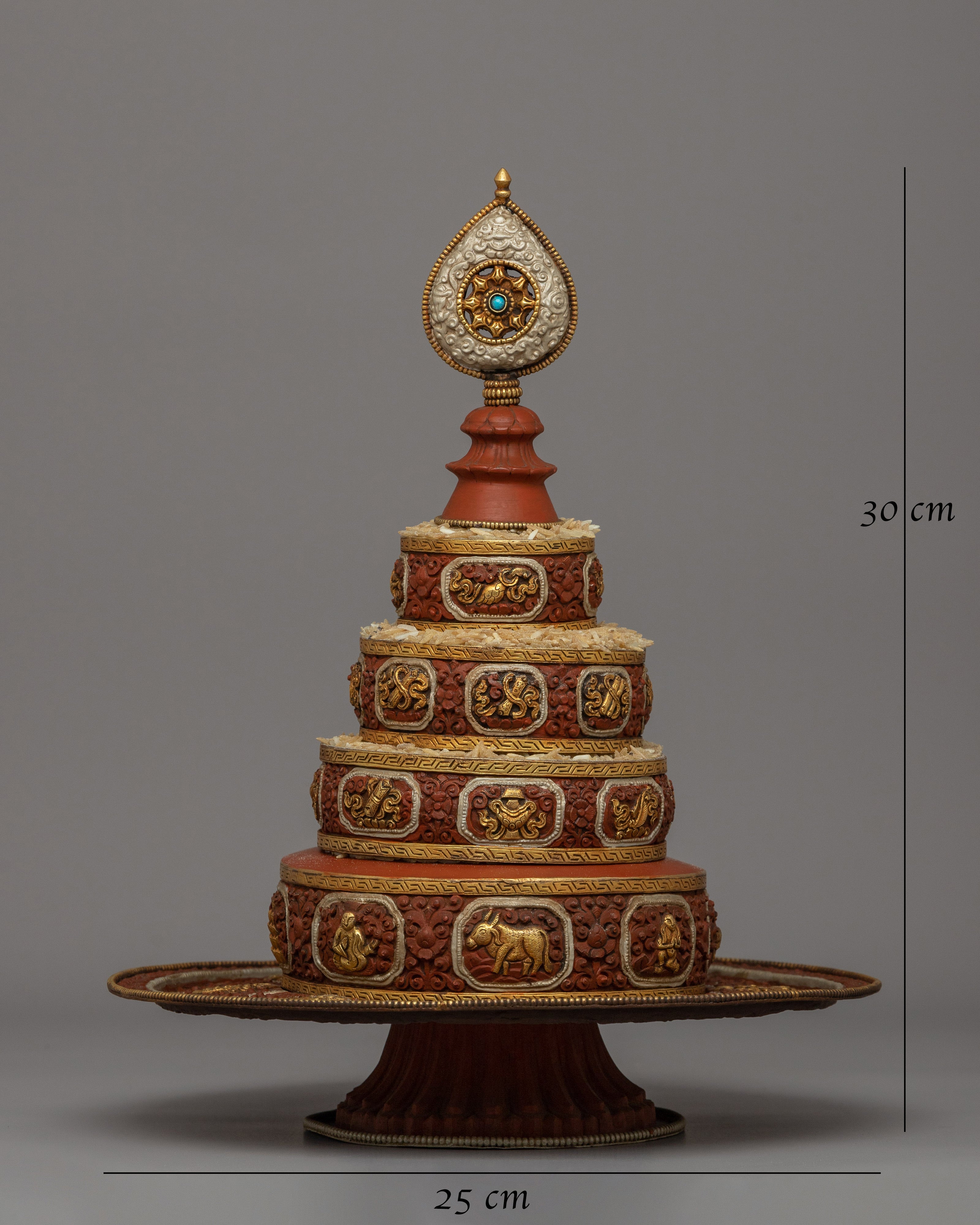 Gold-Plated Copper Mandala Offering | Buddhist Altar Decor Offering Bowl