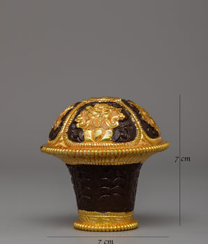 Handcrafted Traditional Brocade Thangka Stick Cap | Tibetan Buddhist Ritual Accessory