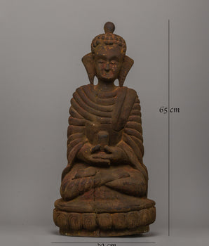 Handcarved Amitabha Buddha Figurine | The Buddha of Infinite Light & Wisdom