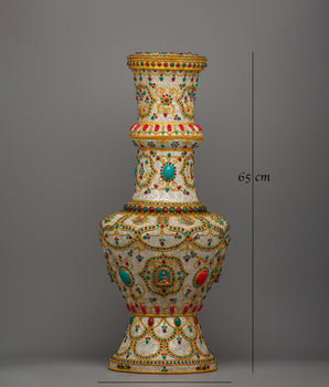 Handcrafted Silver-Plated Flower Vase for Decor | Tibetan Artwork