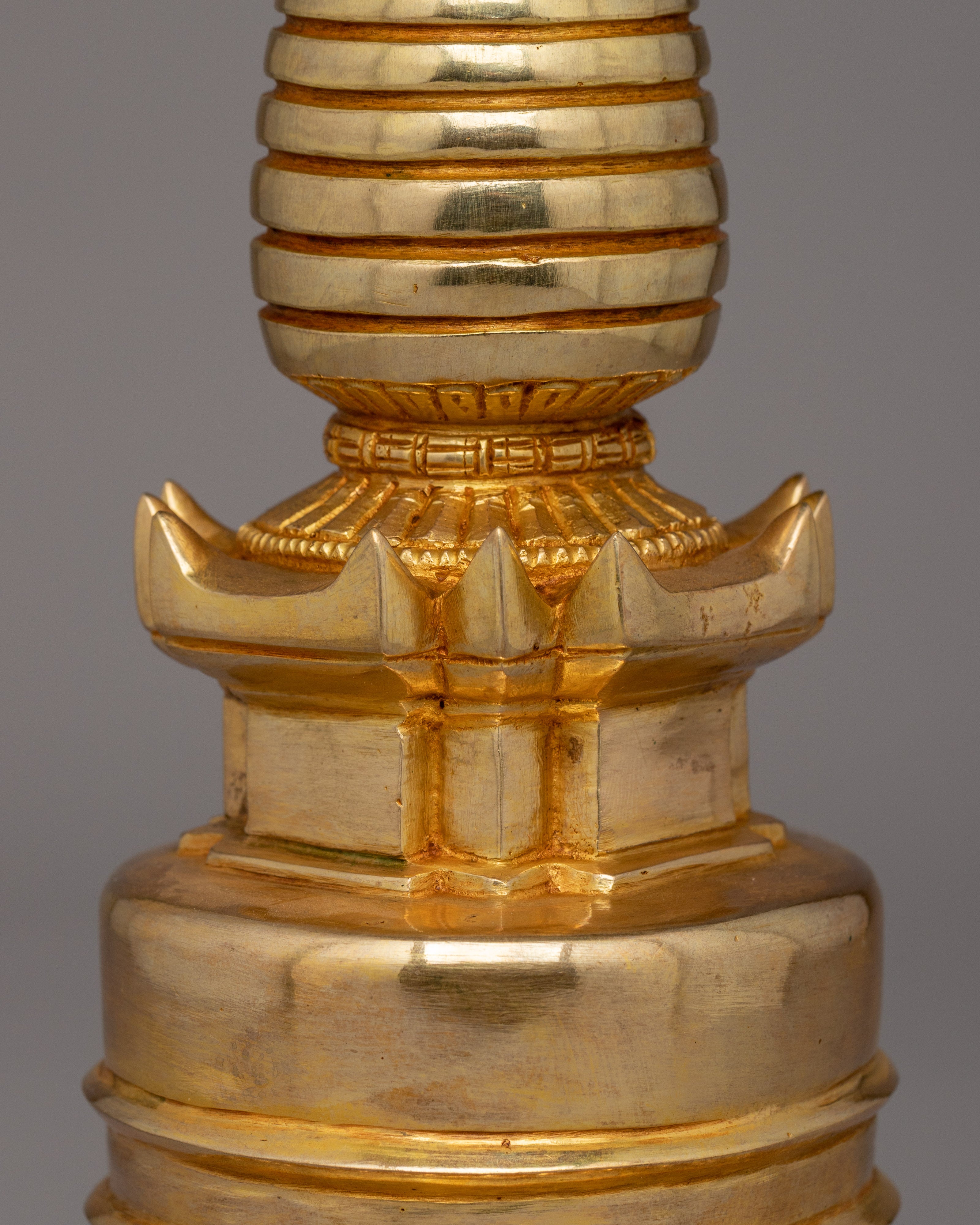 Gold-Plated Statue of Stupa | Sacred Buddhist Monument