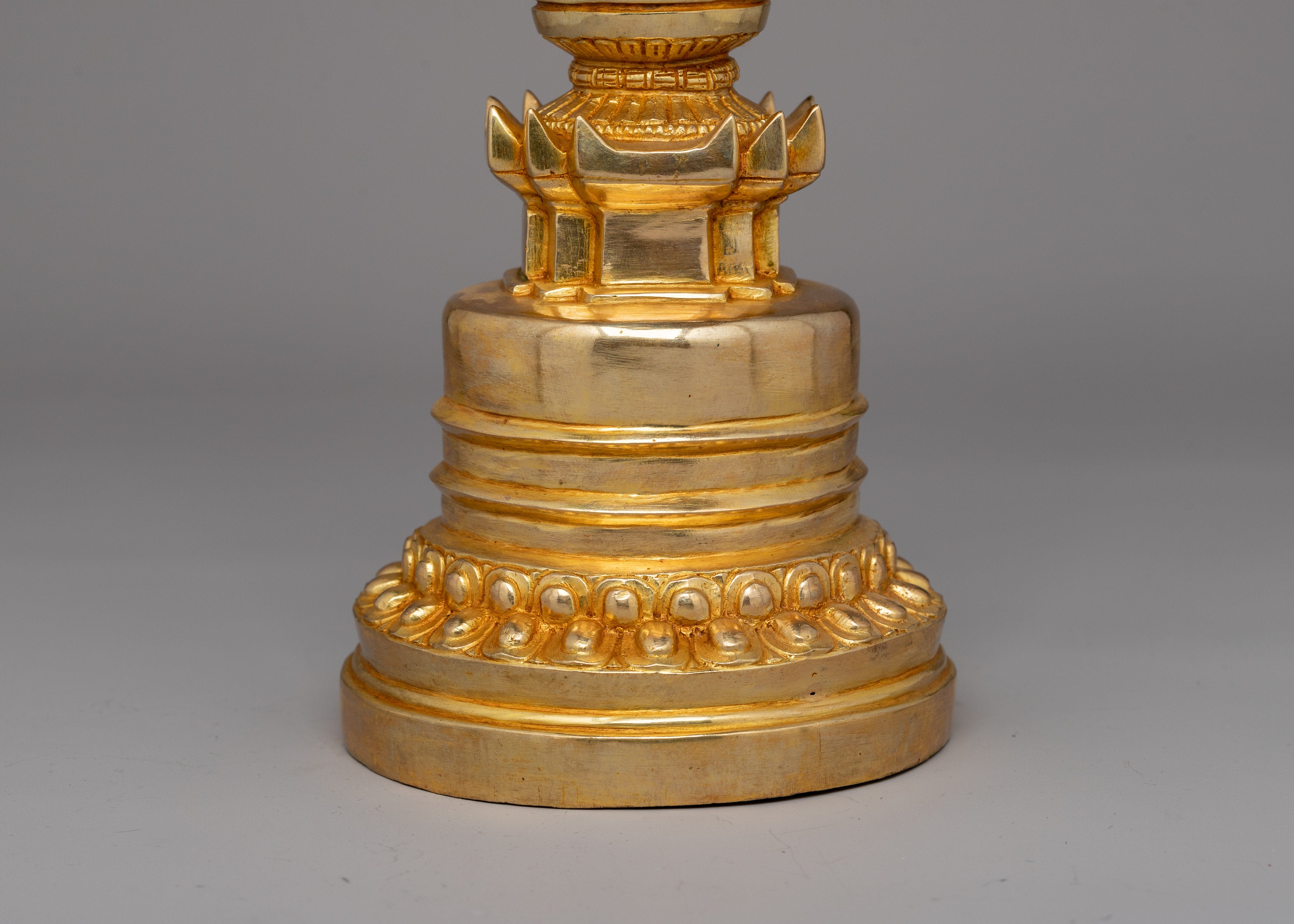 Gold-Plated Statue of Stupa | Sacred Buddhist Monument