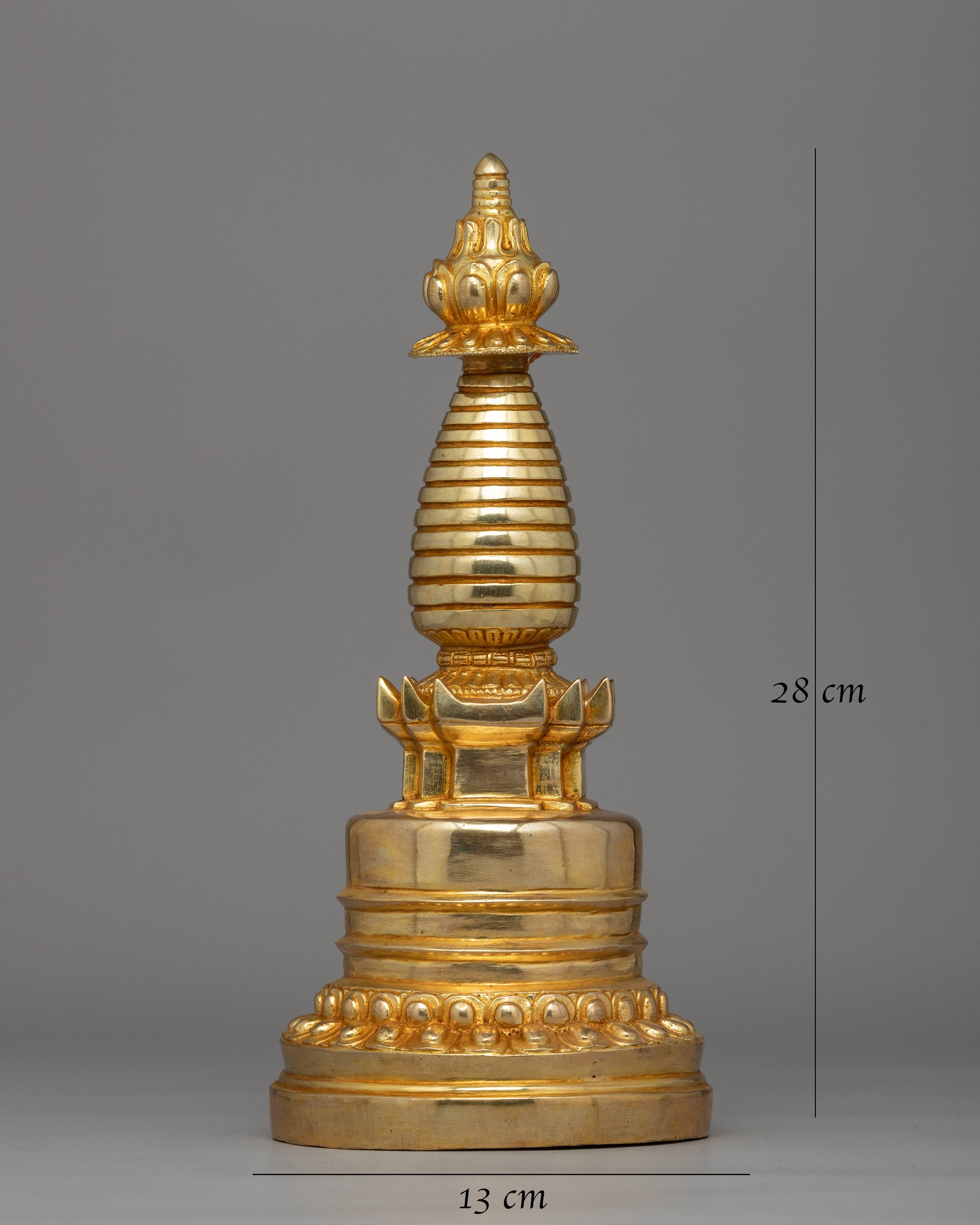 Gold-Plated Statue of Stupa | Sacred Buddhist Monument