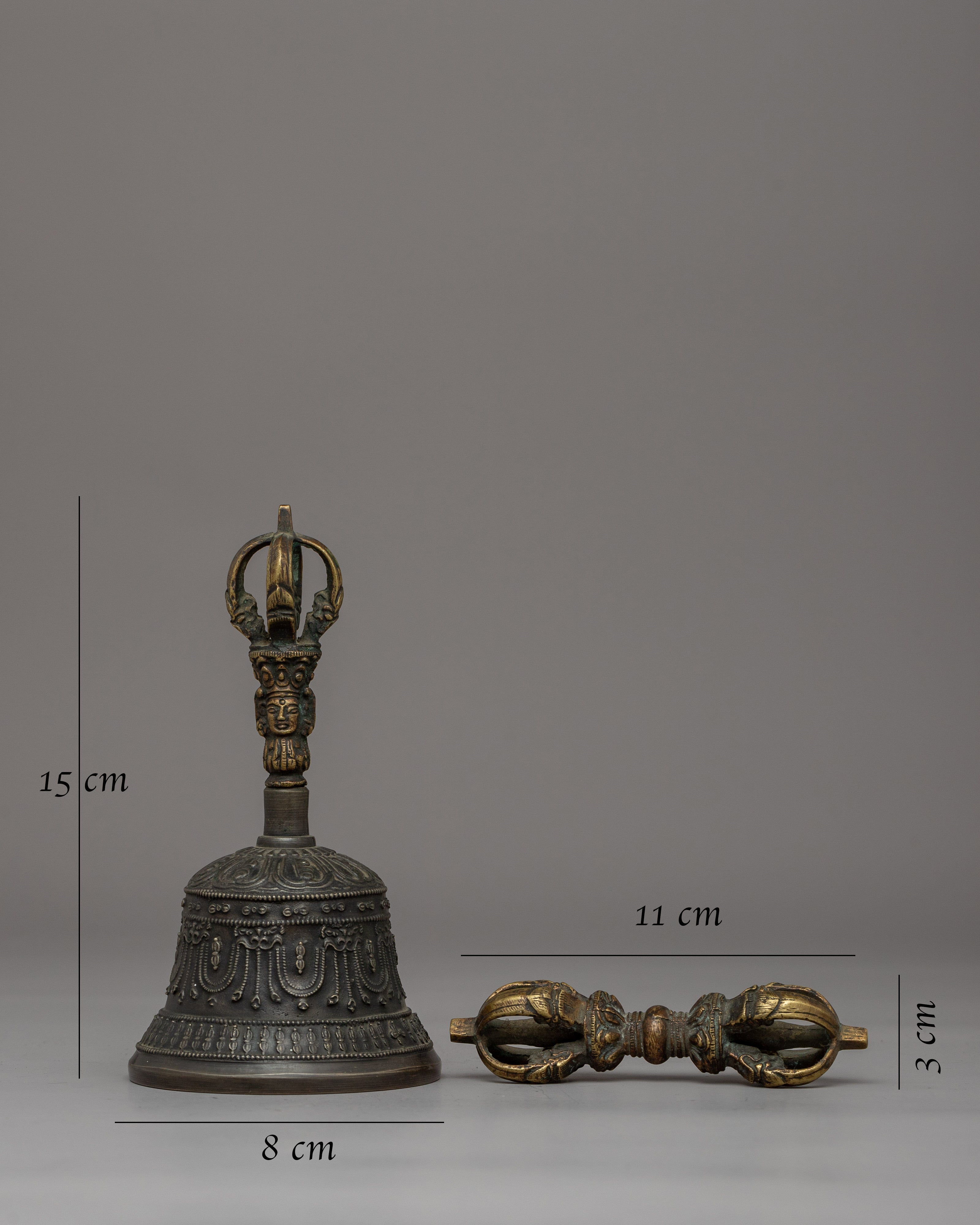 Handcrafted Brass Bell & Vajra Set | Sacred Tibetan Ritual Set