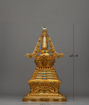 Gold Plated Stupa for Shrine | Himalayan Chorten