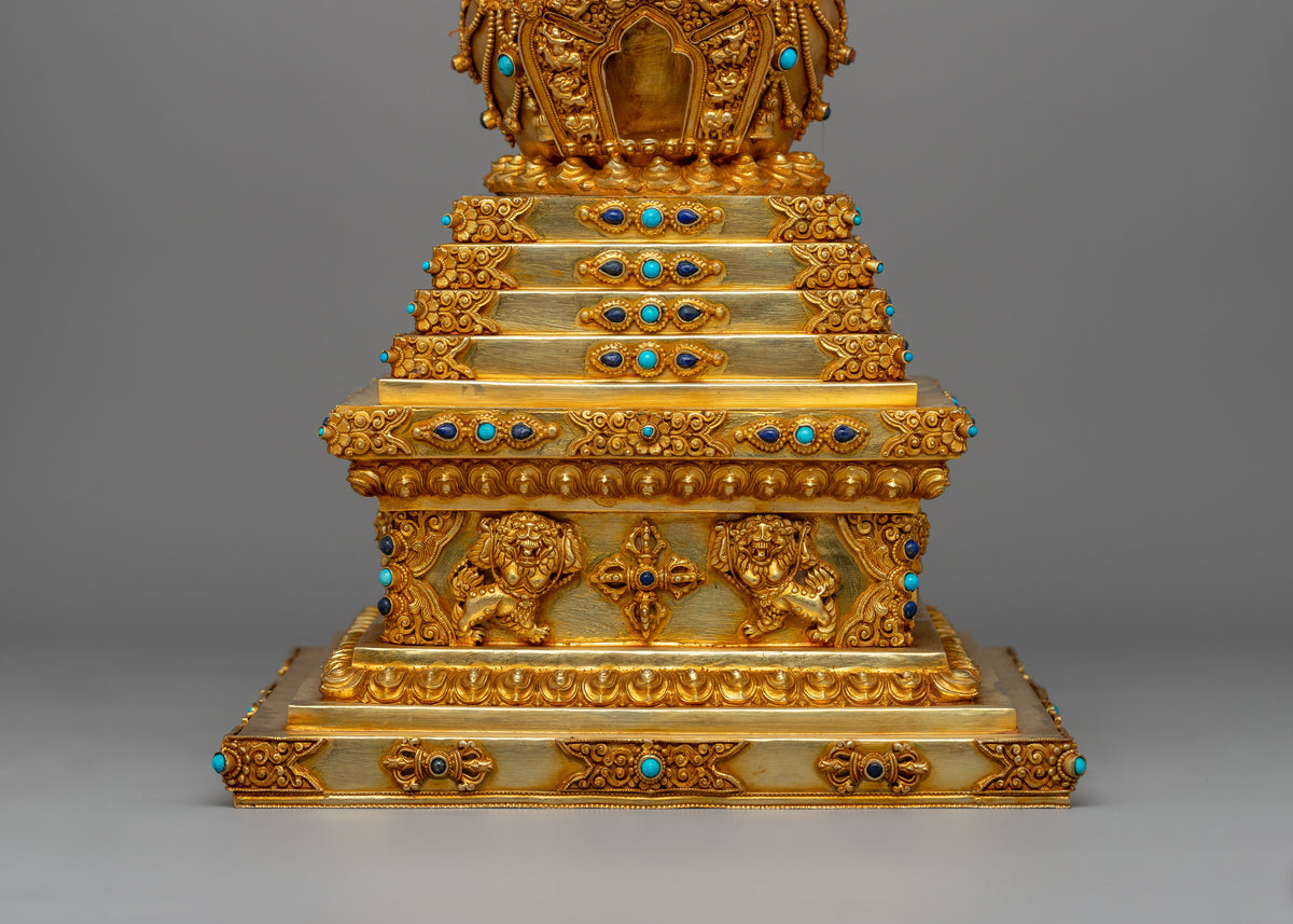 Gold Plated Stupa for Shrine | Himalayan Chorten