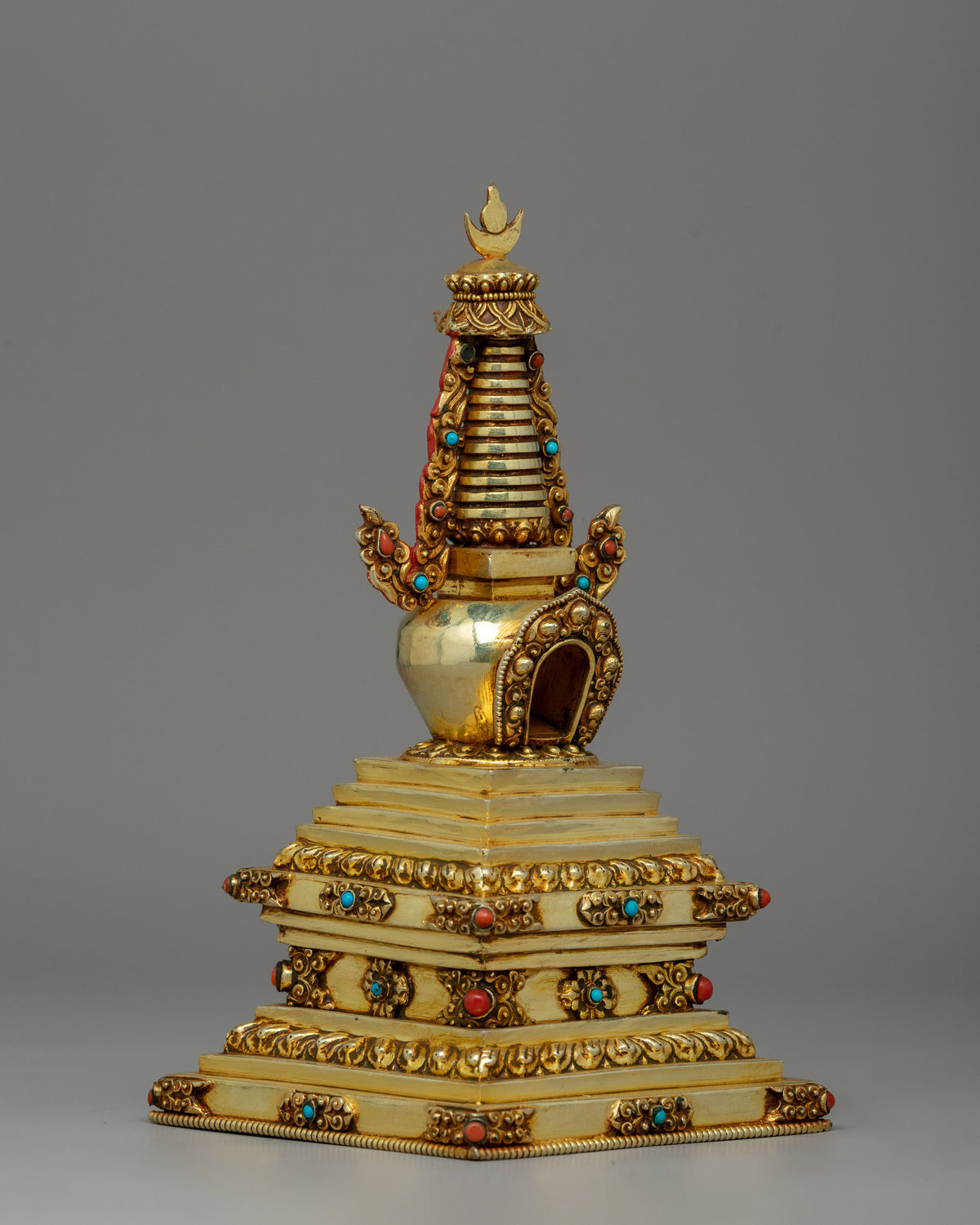 Stupa Gold-Plated Artwork | Traditional Chaitya